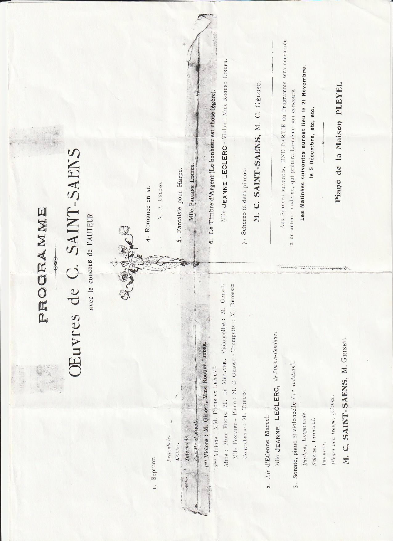 Programme de concert du 7 novembre 1905